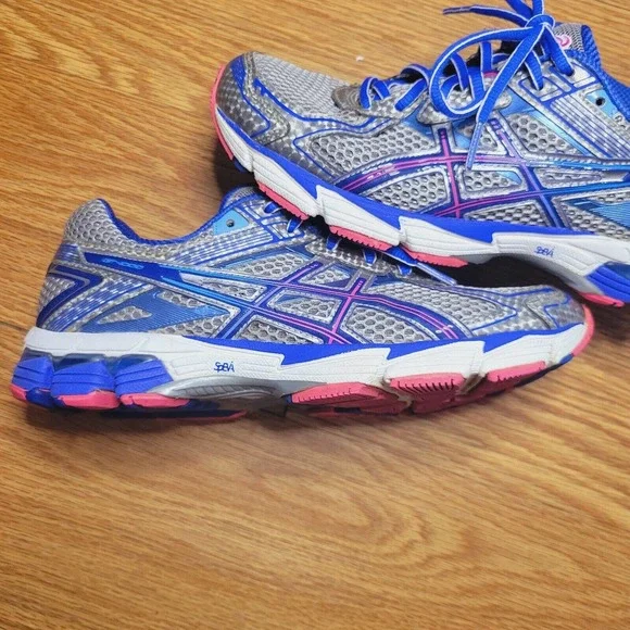 Asics Women's GT-1000 Running Sneakers Size 8.5 Silver/Blue/Pink - Picture 5 of 11